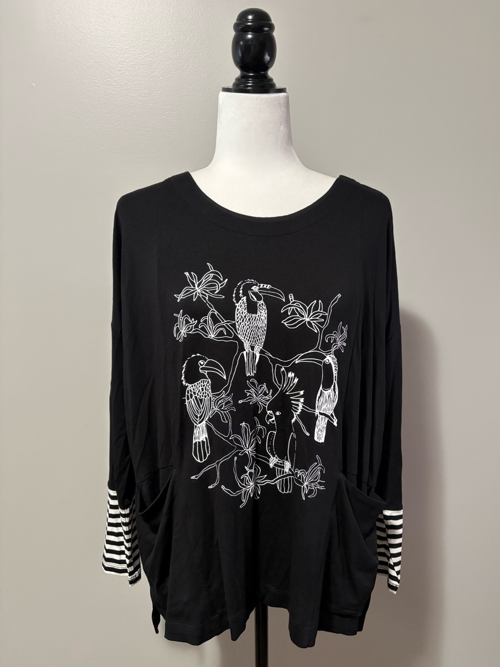 Foil Drop Shoulder Long Sleeve Splice Girls Cuckoo’s Nest Top